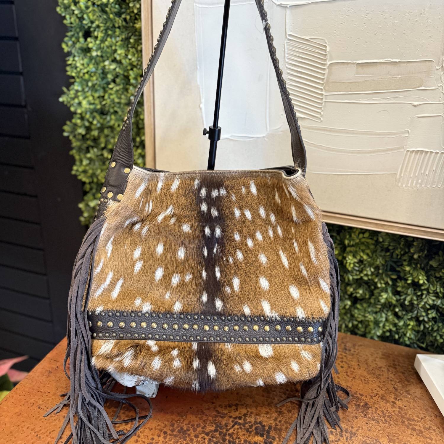 Juan Antonio - Women's Axis With Fringe And Studs Handbag