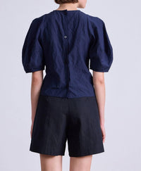 APIECE APART Lino Top in navy - women's blouse - detail view