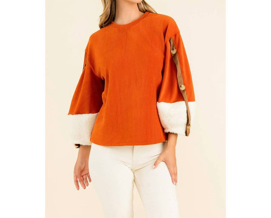 Thml - Valeria Velvet Sherpa Sleeve Top