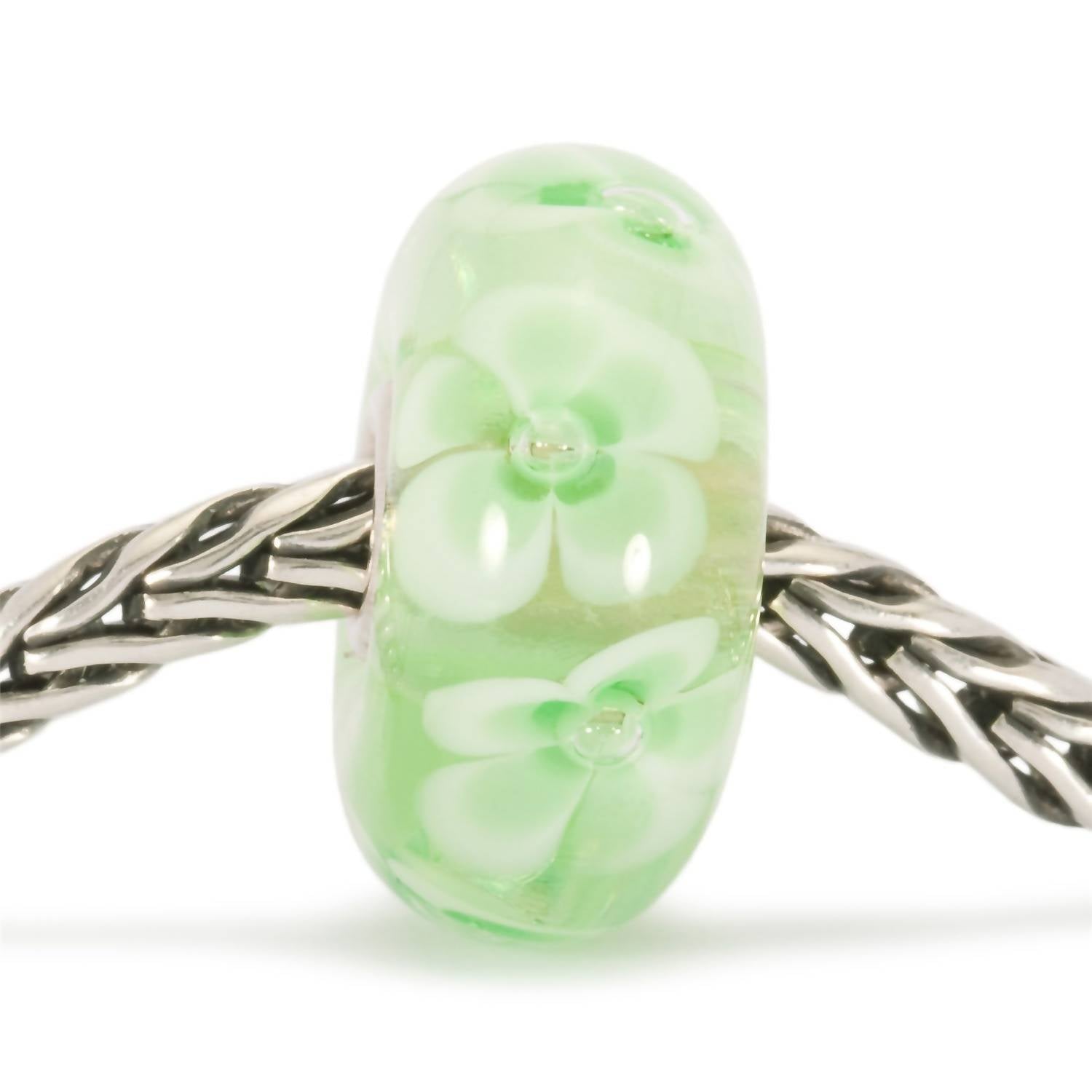 Trollbeads Women's Flower Glass Bead Charm in light green - women's accessory - detail view