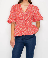 Love Wednesday - Coral Cotton Embroidery Top