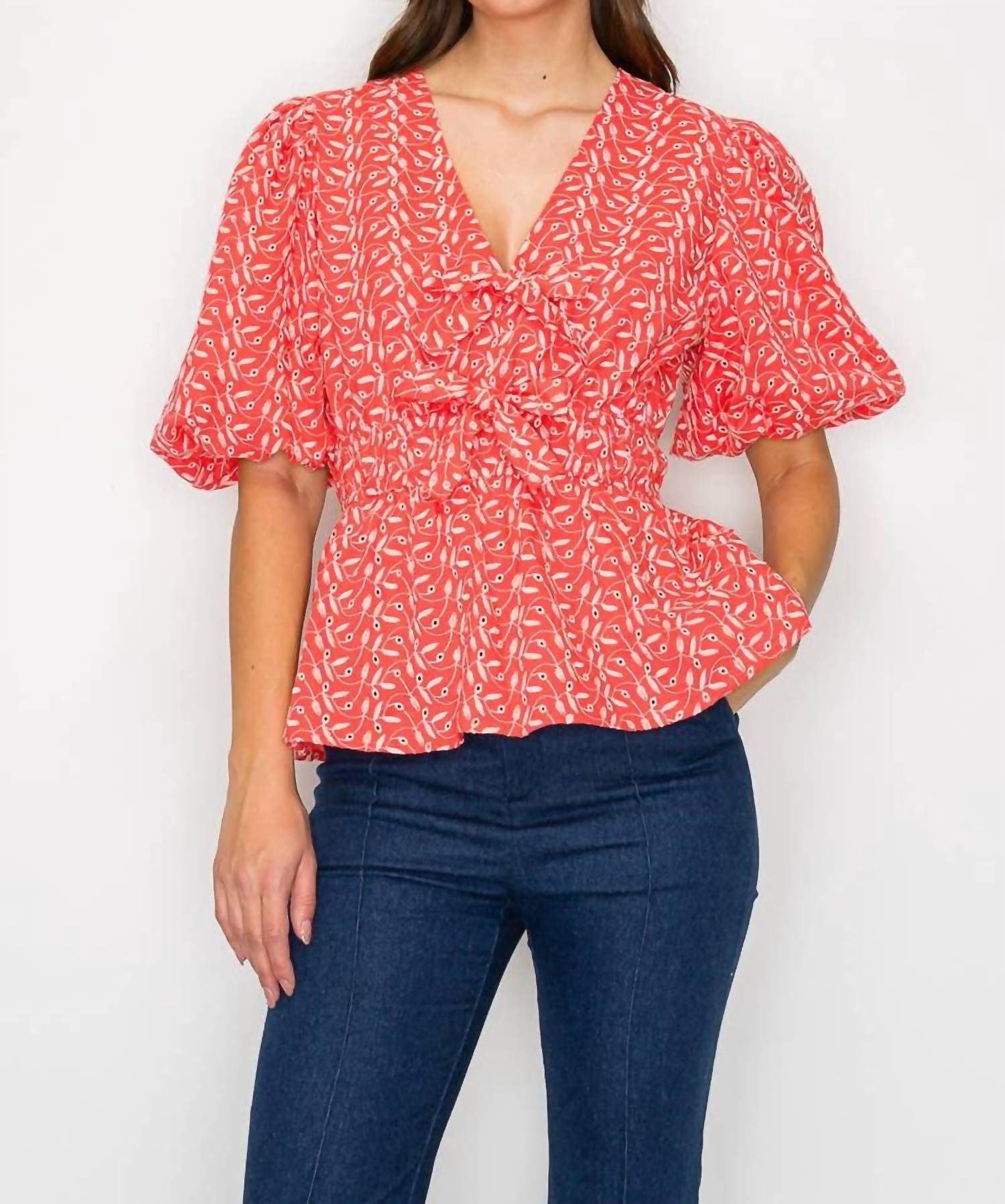 Love Wednesday - Coral Cotton Embroidery Top