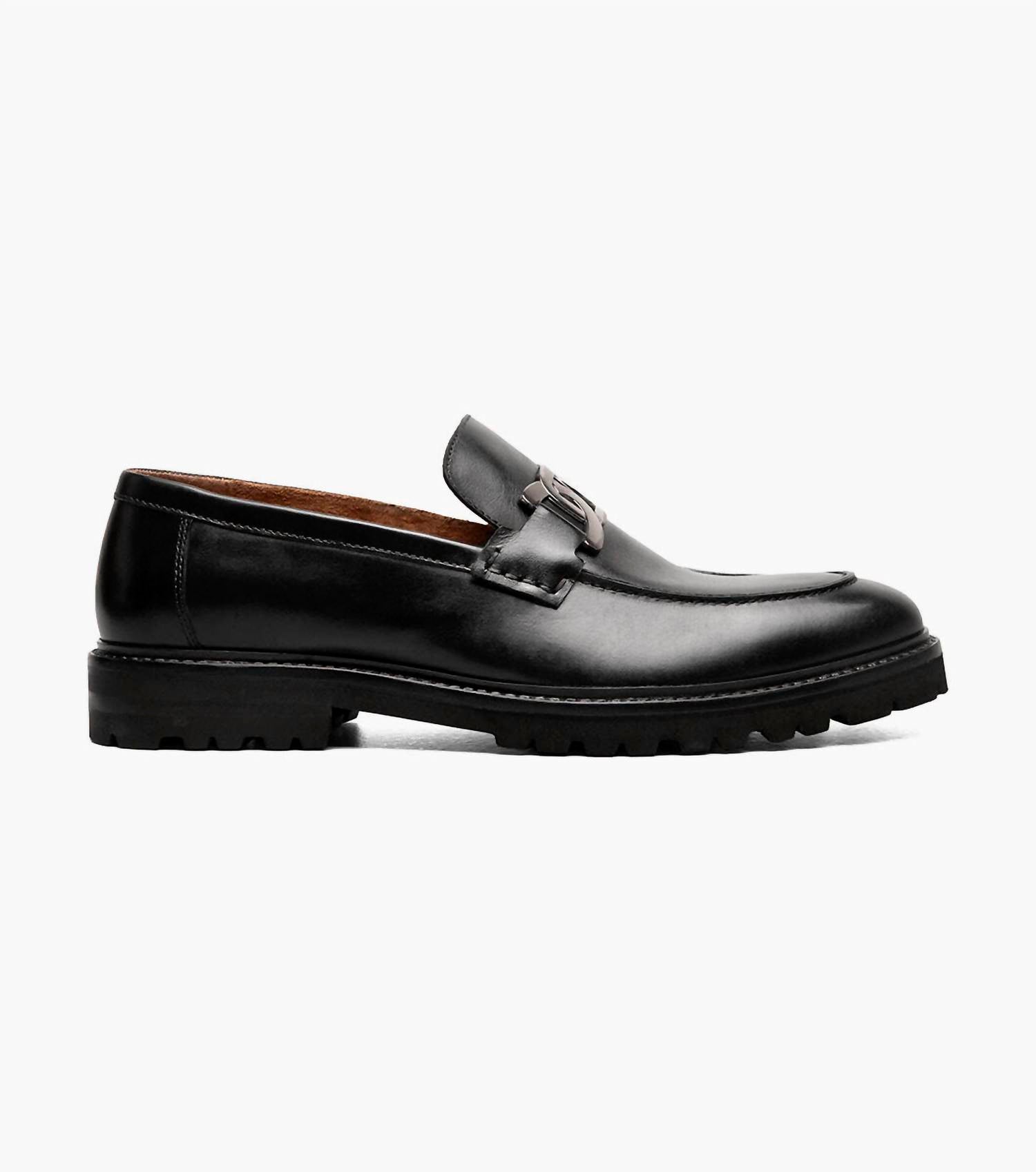 STACY ADAMS Men's Hale Moc Toe Bit Slip Ons in black - men's shoe - view 5