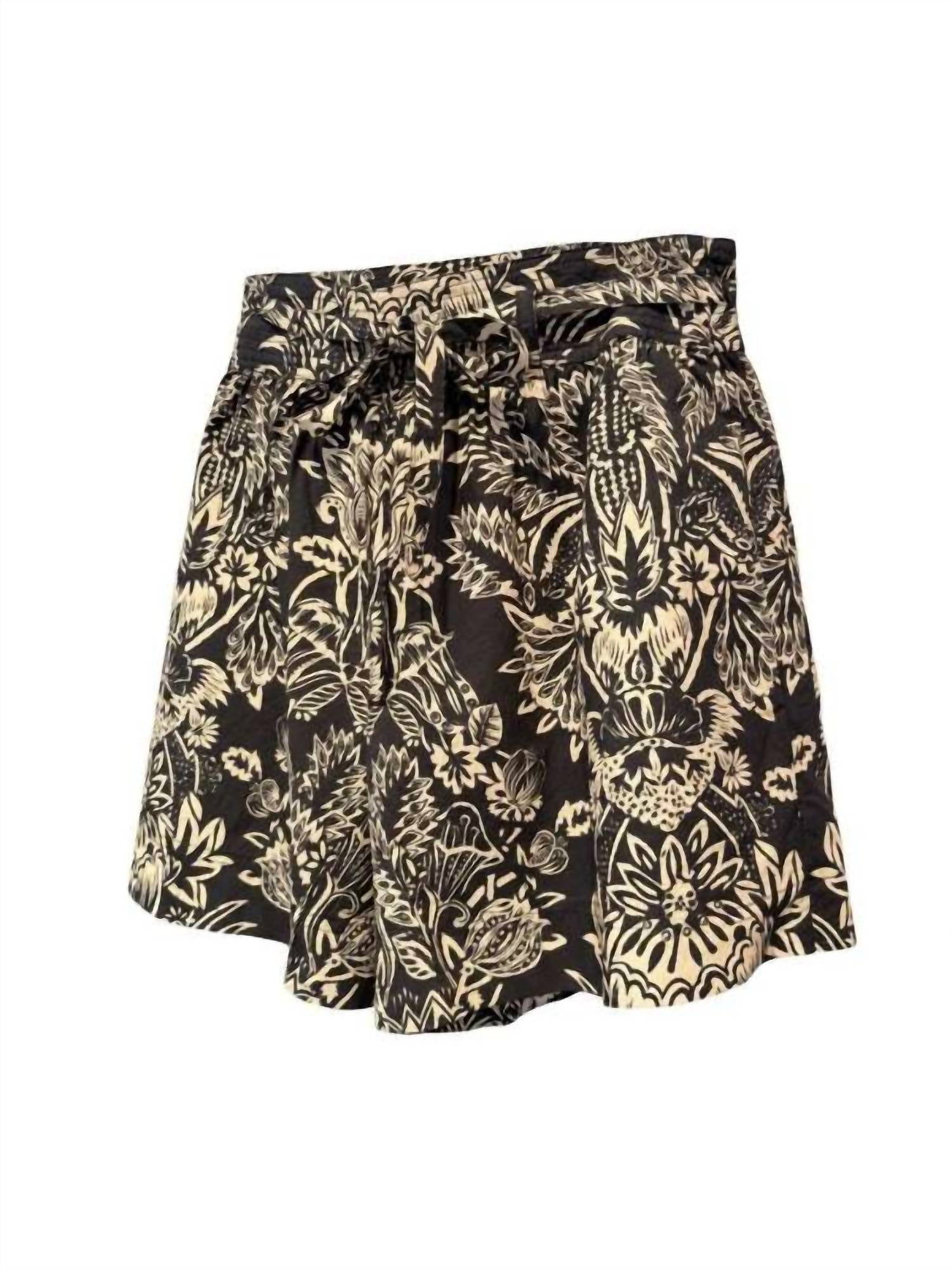 Ulla Johnson Rowan Belted Shorts in noir flora - women's shorts - alternate view