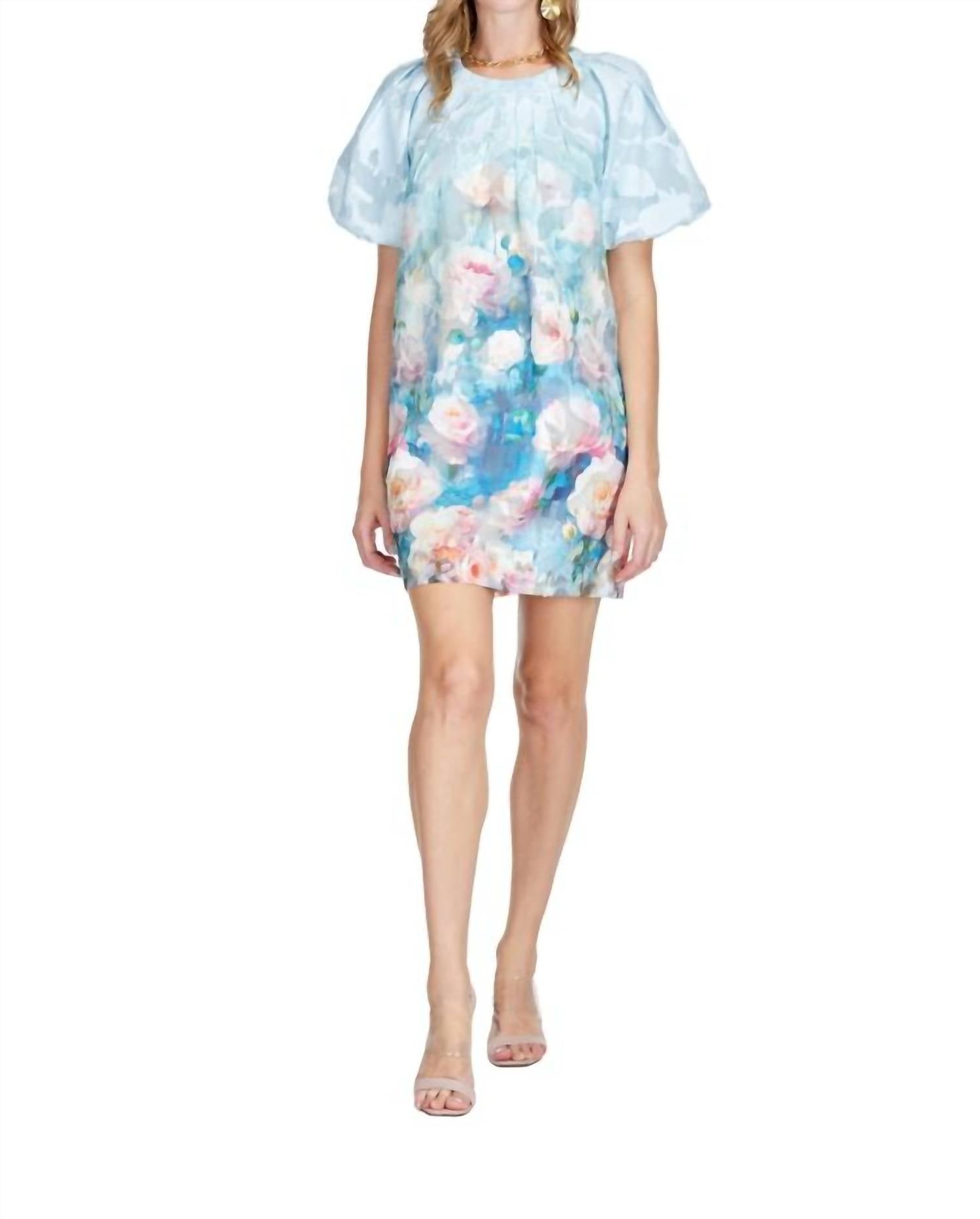 Jade - Pleated Puff Sleeve Dress