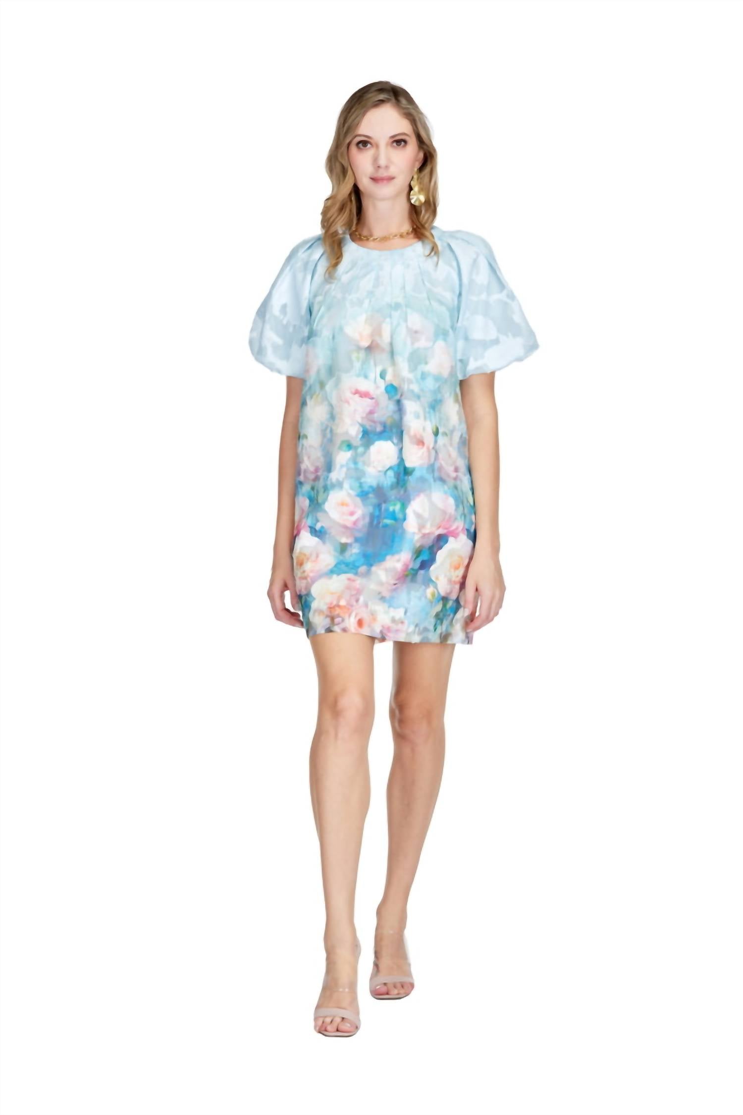 Jade - Pleated Puff Sleeve Dress