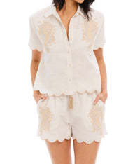 ALLISON NEW YORK Rowen Collared Top in off white - women's blouse