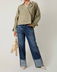 Sunday Edition Mary Cropped Trench Jacket in sage - women's jacket