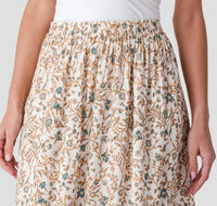 ELAN Whimsy Print Maxi Skirt in blue - women's skirt - detail view