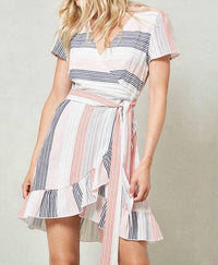 Promesa - Striped Wrap Mini Dress