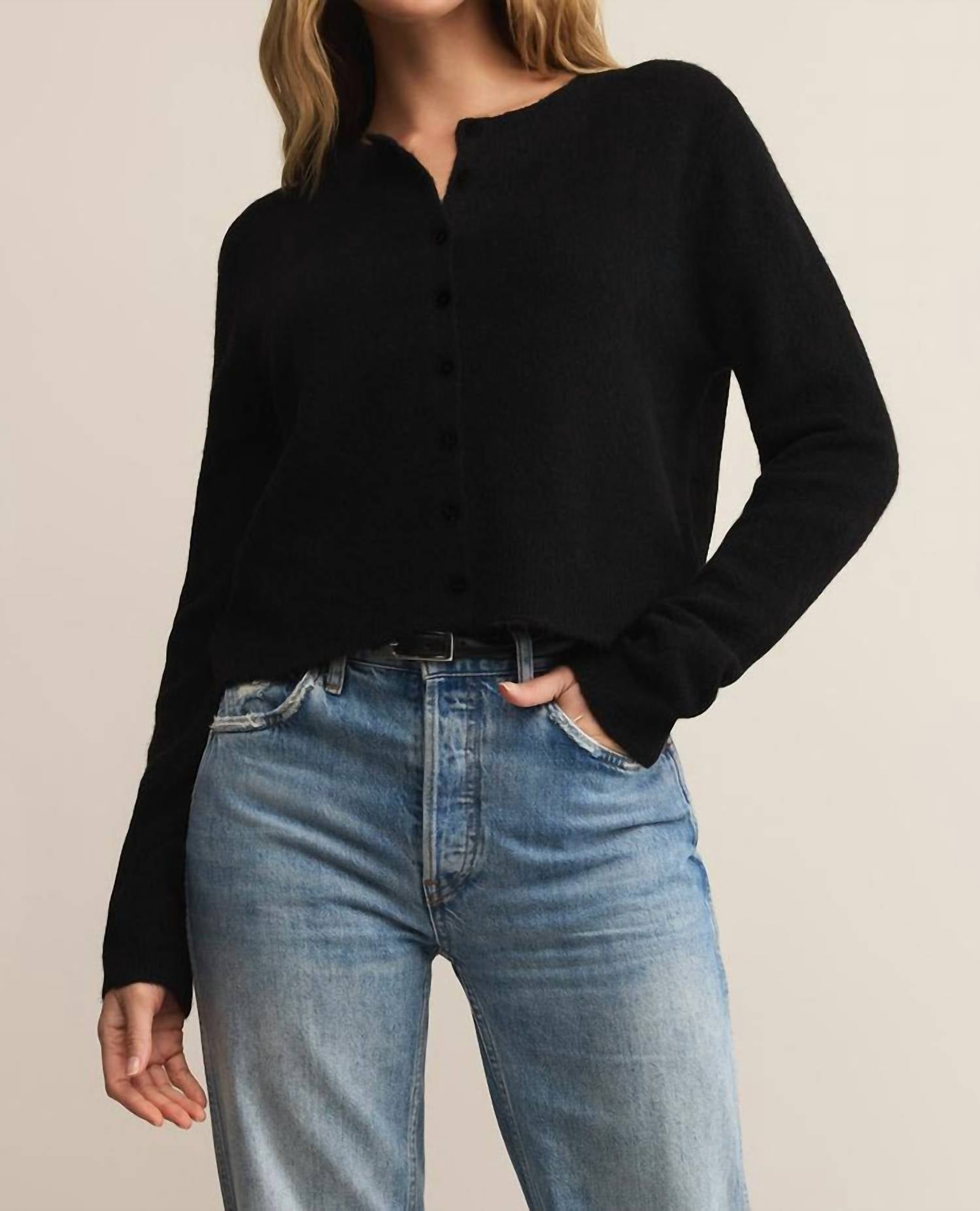 Z Supply Medina Cardigan in black - women's cardigan