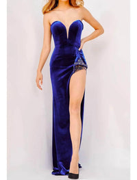 Jovani - Velvet Prom Gown With Strapless Design