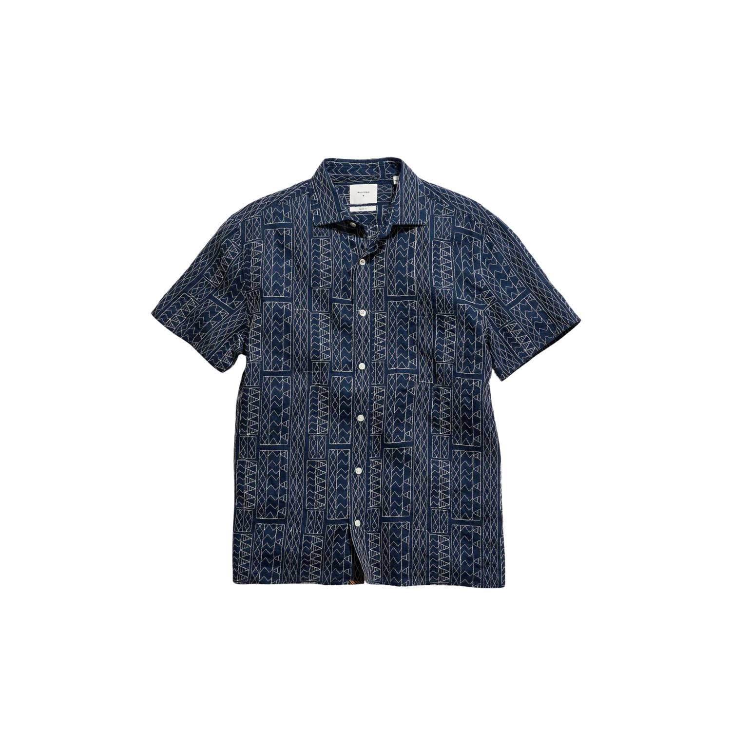 Billy Reid - Short Sleeve Geo Stitch Embroidered Treme Shirt