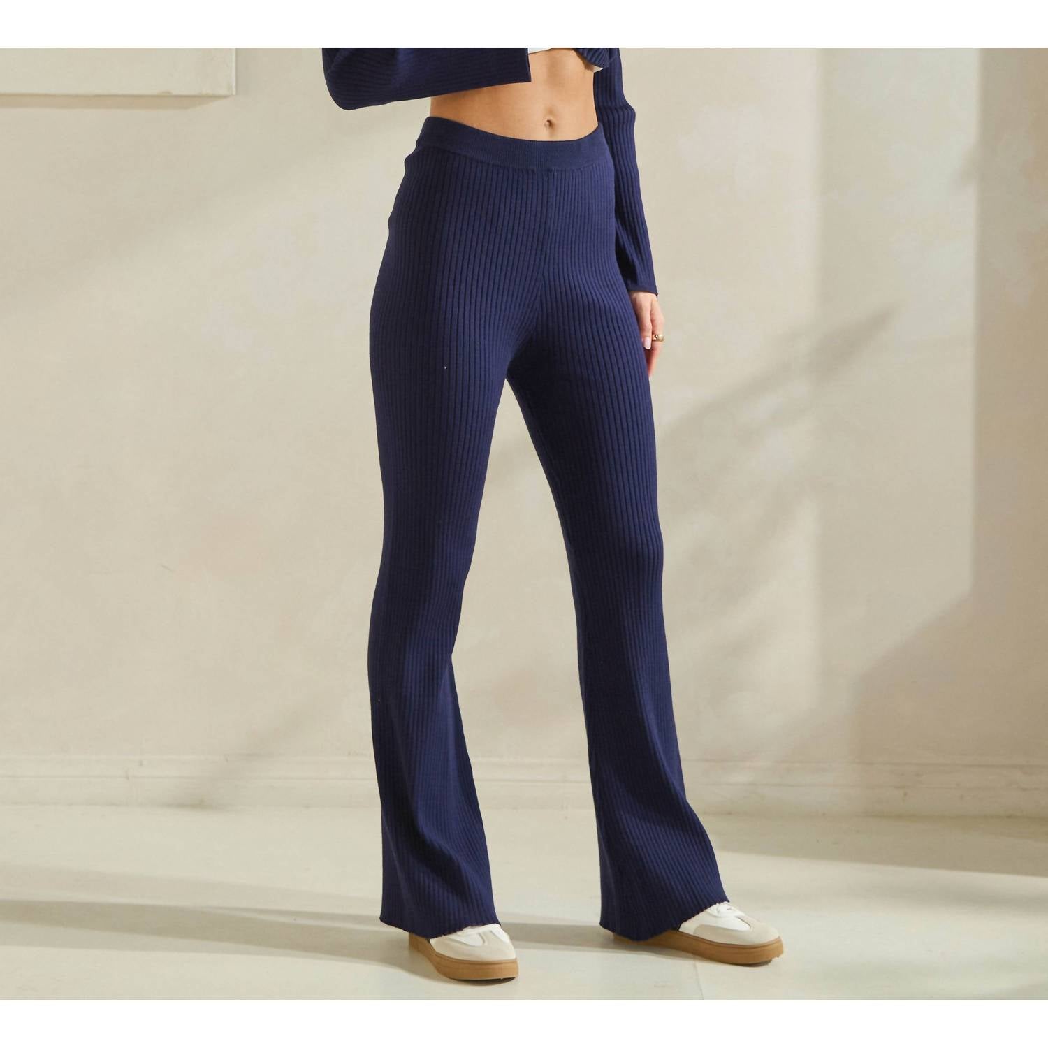 ABLE Button Front Sweater Top & Pants Set in blue - women's pants - view 8