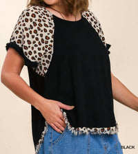 Posh - High Low Hem Short Sleeve Animal Print Top - Plus