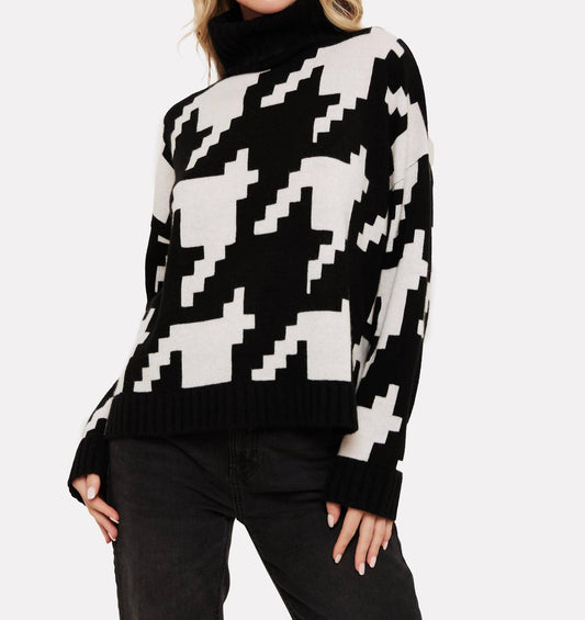 Brodie Cashmere - Hayley Houndstooth Roll Neck Sweater