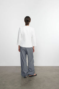 Enza Costa POPLIN FLIGHT PANT in navy white - women's pants - detail view