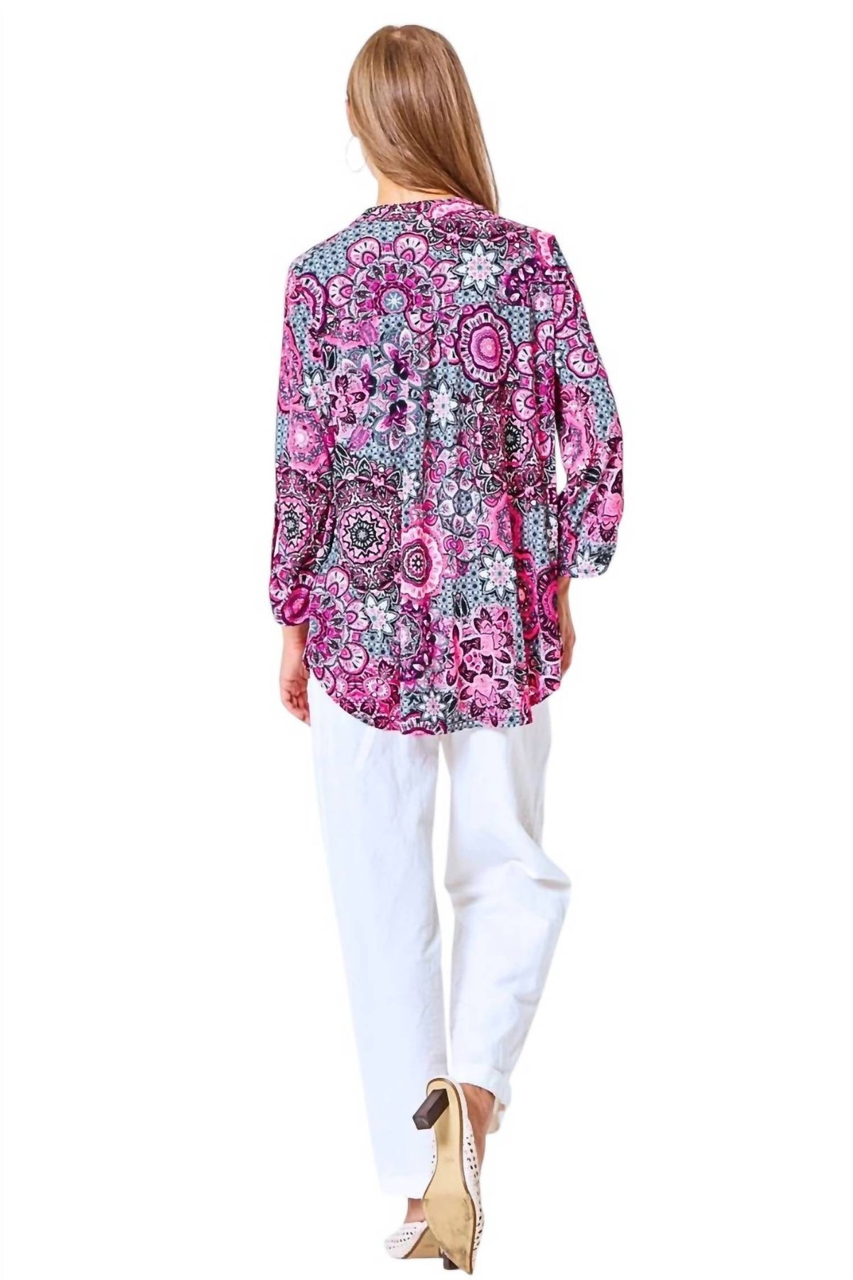 Dear Scarlett - Lizzy 3/4 Sleeve Wrinkle Free Tunic Top