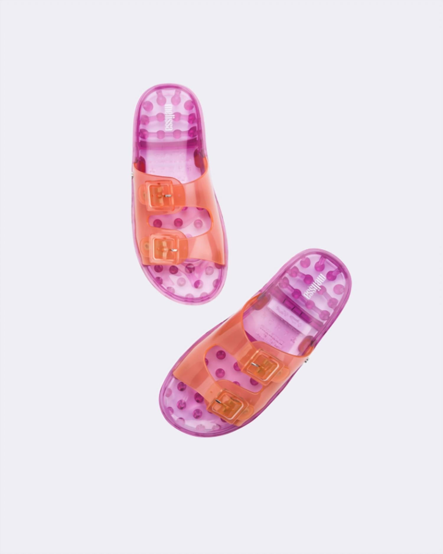 Mini Melissa Girls Wide Slide in orange pink - kids' sandal - alternate view