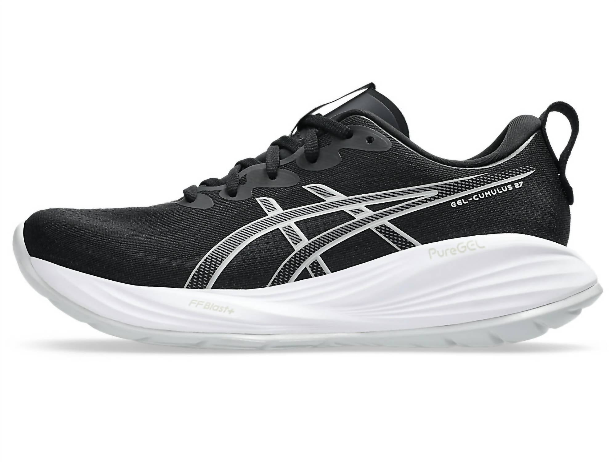 ASICS Women's Gel Cumulus 27 Wide Shoe in black concrete - women's sneaker - detail view