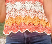 Hem & Thread - Open Crochet Color Block Tank