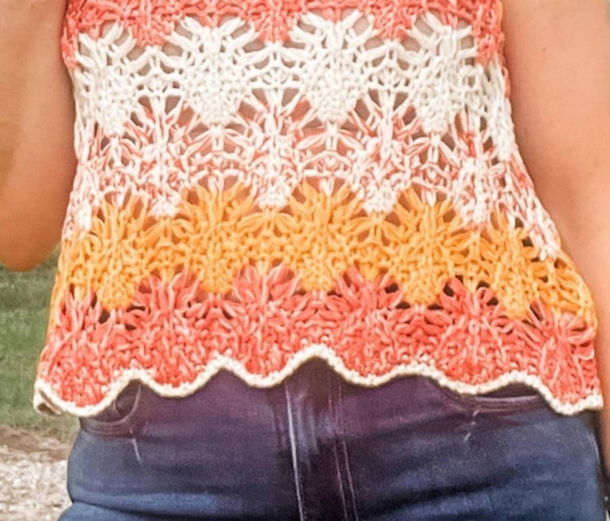 Hem & Thread - Open Crochet Color Block Tank