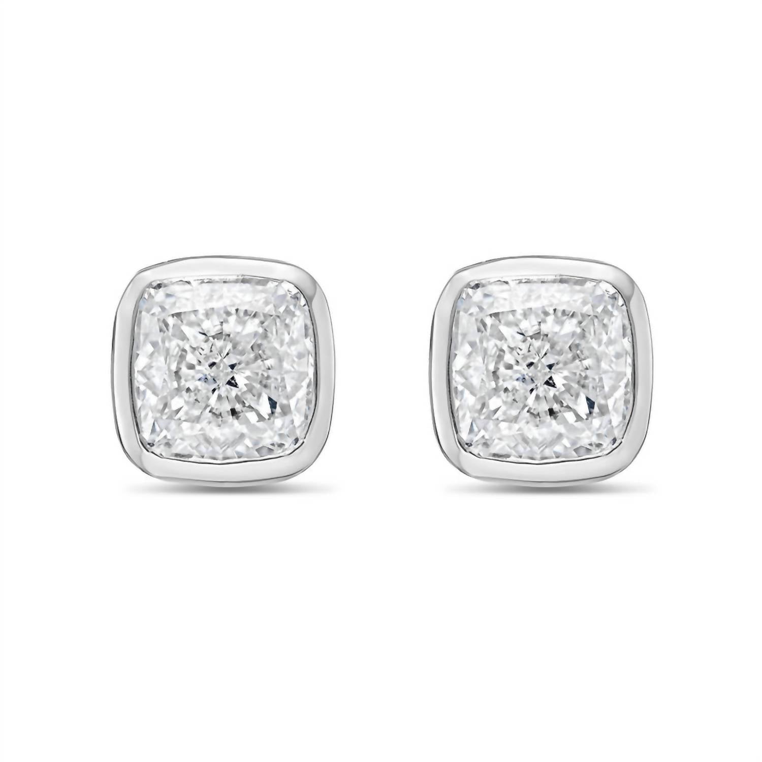 Diana M Jewels - Women's Cushion Cut Studs In A Bezel Setting Earrings (12.00 Ct) - Luxe