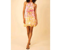 HALE BOB Print Halter Frill Trim Dress in pink - women's dress
