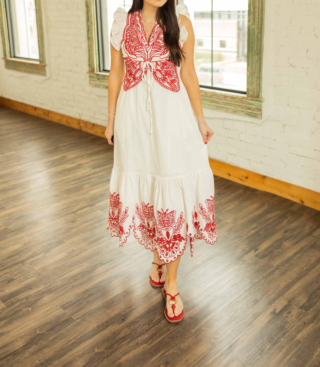 Fate - Vianca Butterfly Embroidered Midi Dress