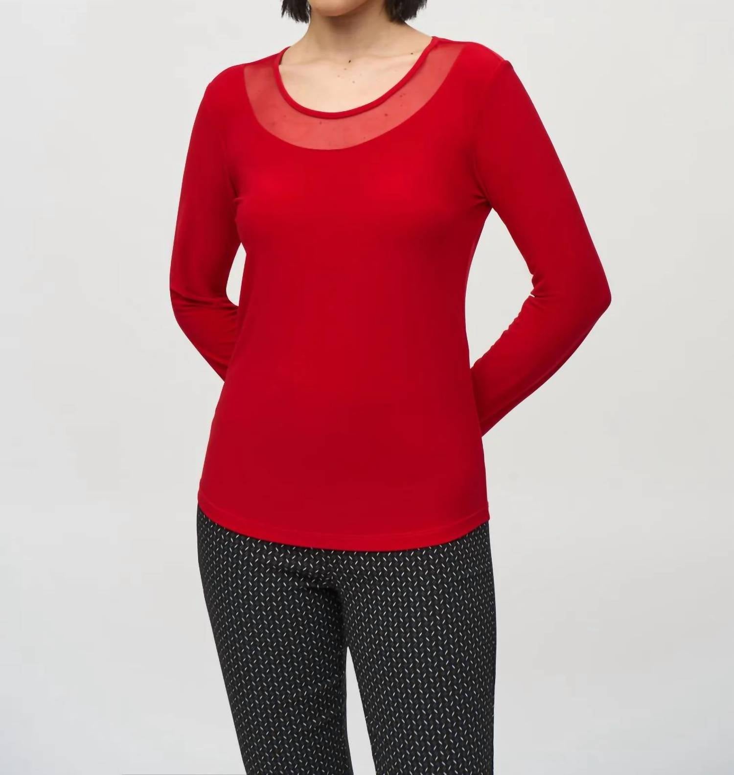 Joseph Ribkoff - LONG SLEEVE MESH NECK TOP