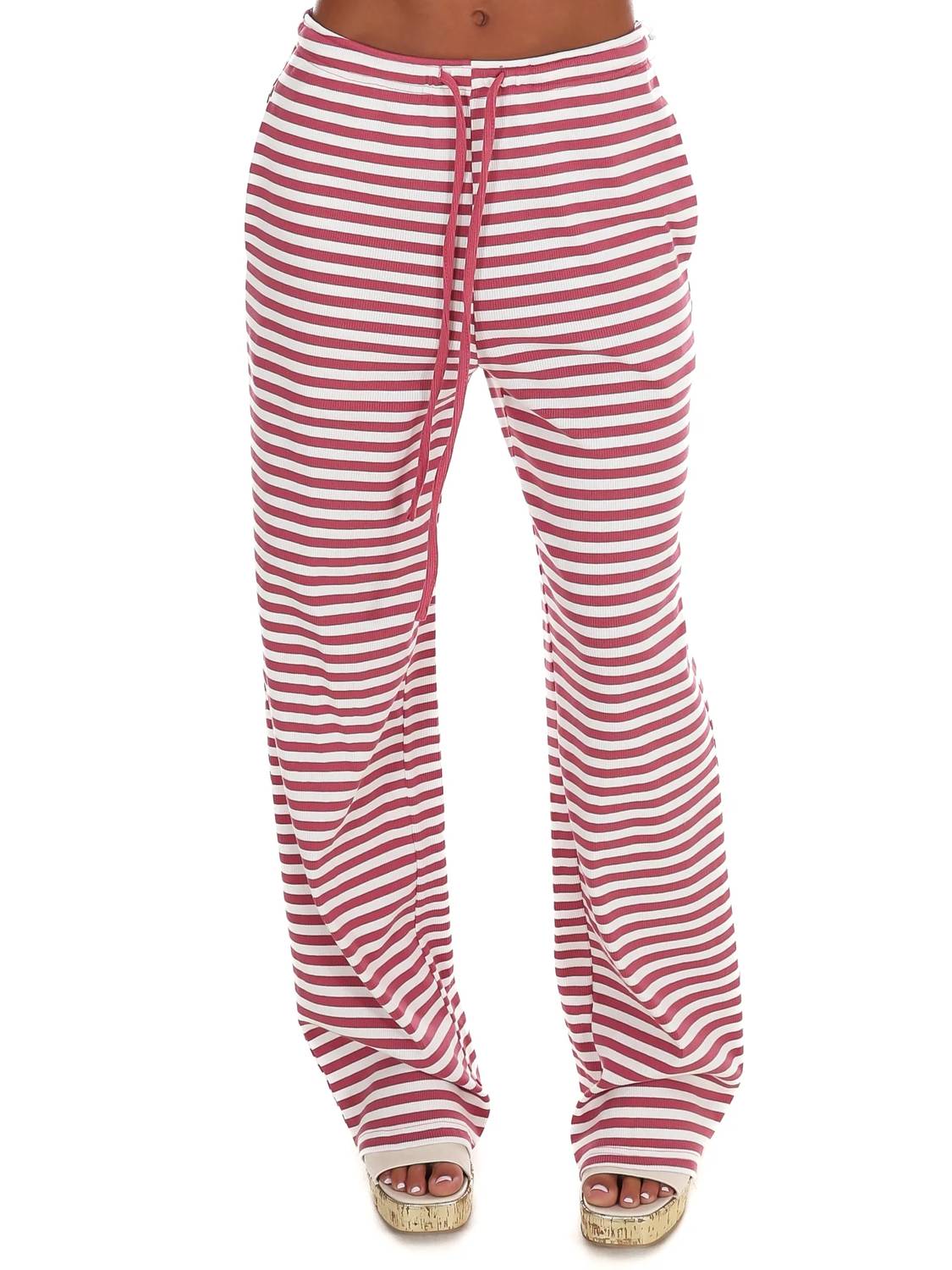Bailey Rose - Sweet Intentions Striped Ribbed Drawstring Lounge Pants