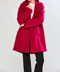 SARA CAMPBELL Chloe Dropped Shoulder Coat in fuchsia - women's jacket