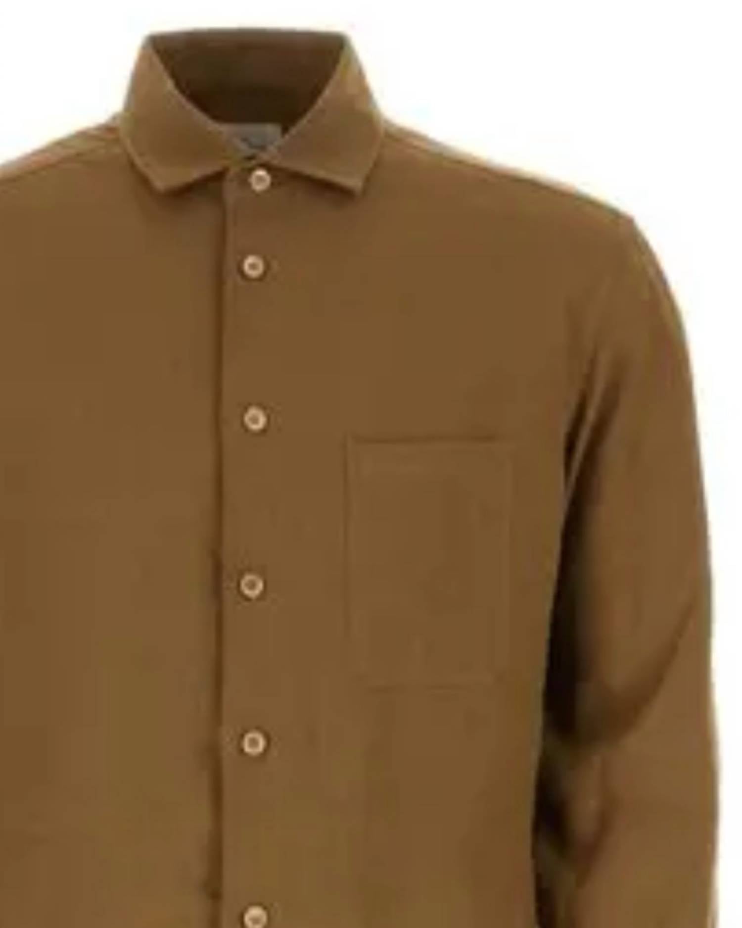 Le Kasha Men's Indore Long Sleeve Linen Shirt in tobacco - men's shirt