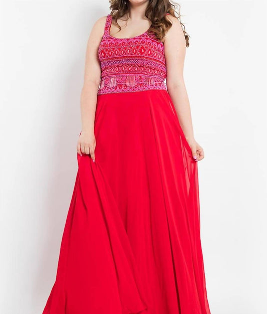 Rachel Allan - Scoop Neck Beaded Chiffon Prom Gown