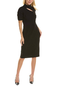 Maggy London - Mock Neck Keyhole Slit Sheath Dress