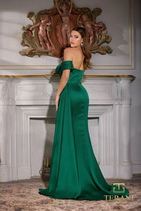 Terani Couture - Homecoming Strapless Slit Long Formal Matte Satin Dress