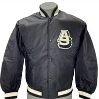AlphaStyle Men's Barren Primary Full Snap Varsity Jacket in black - men's jacket