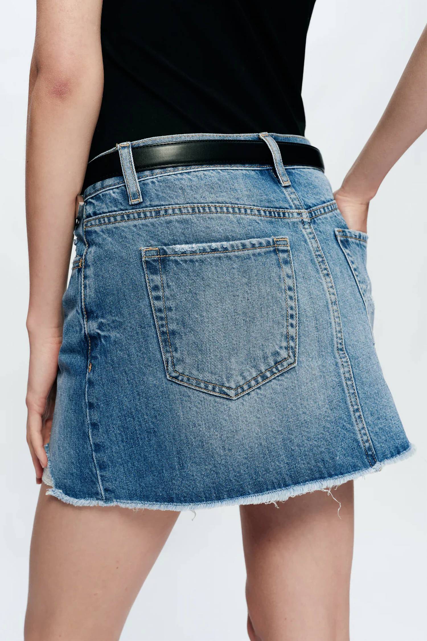 Bayeas - Anna Distressed Mini Denim Skirt