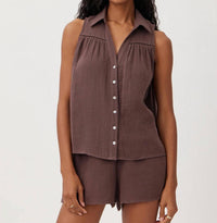 Bella Dahl - Sleeveless Ladder Trim Shirt