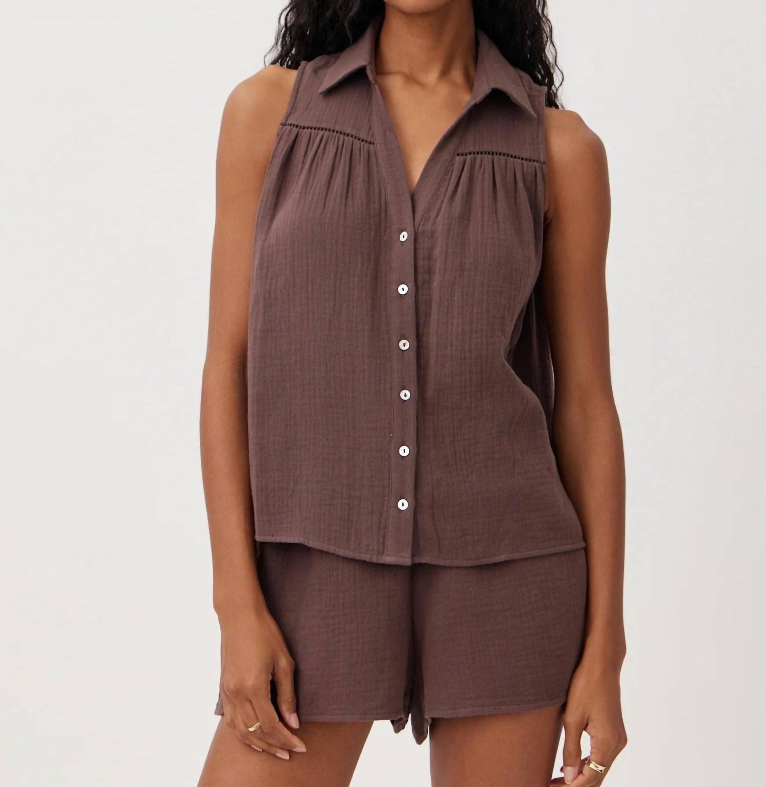 Bella Dahl - Sleeveless Ladder Trim Shirt