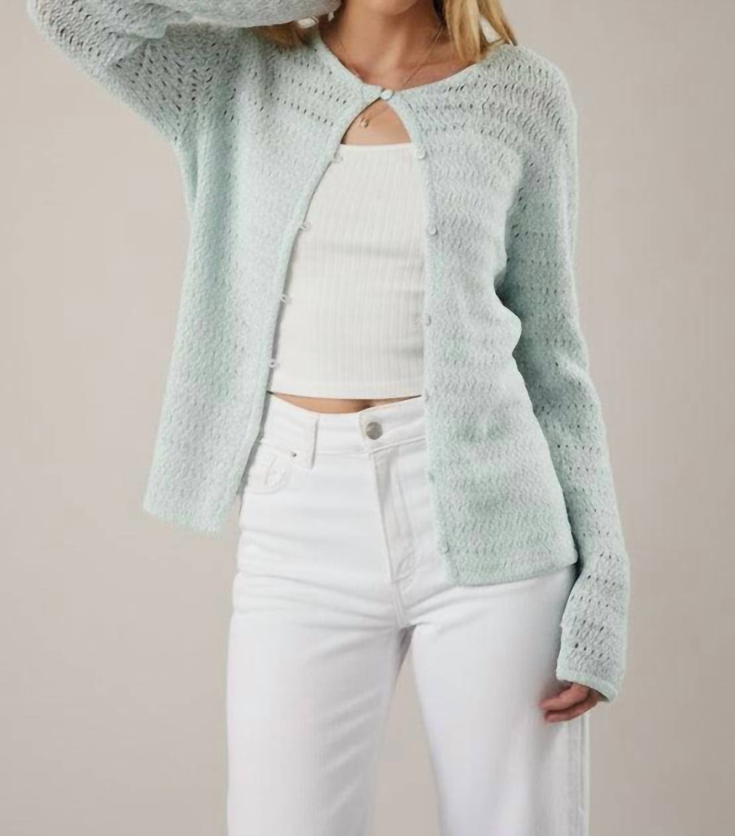 Sunday Edition - Alessia Open Weave Button Cardigan