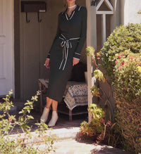 In February Martha Polo Midi Dress in deep green - women's dress - alternate view