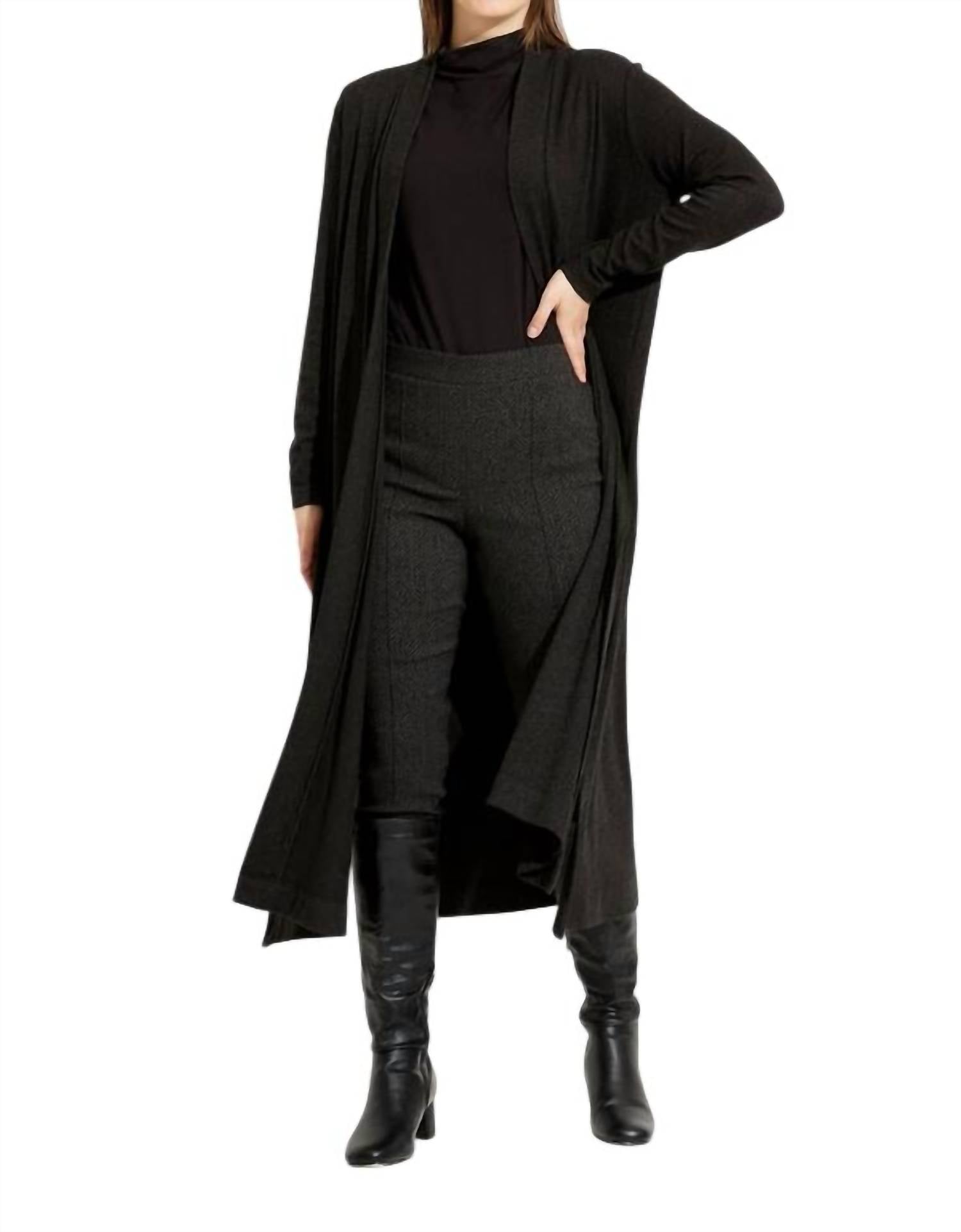 Joseph Ribkoff Relaxed Fit Open-front Cardigan in charcoal grey - women's cardigan