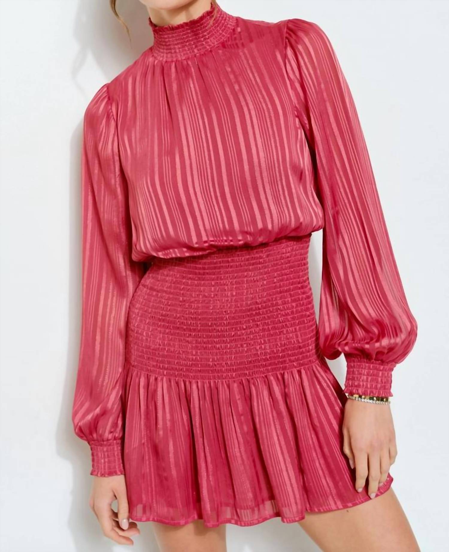 INA Fashion Lurex Stripe Mini Dress in rose - women's dress