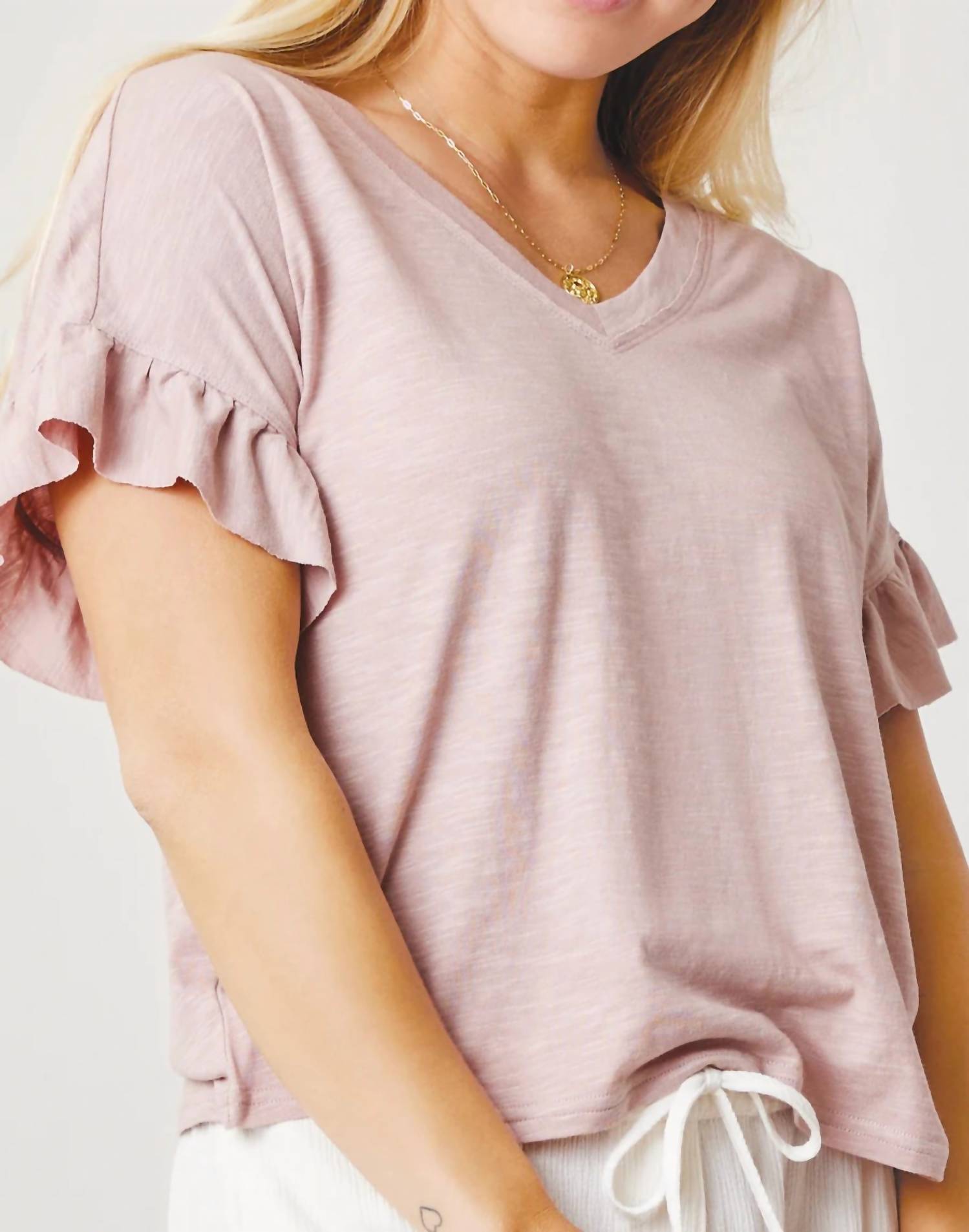 Carve Designs Hazel V-neck Top in fawn - women's t-shirt - view 4