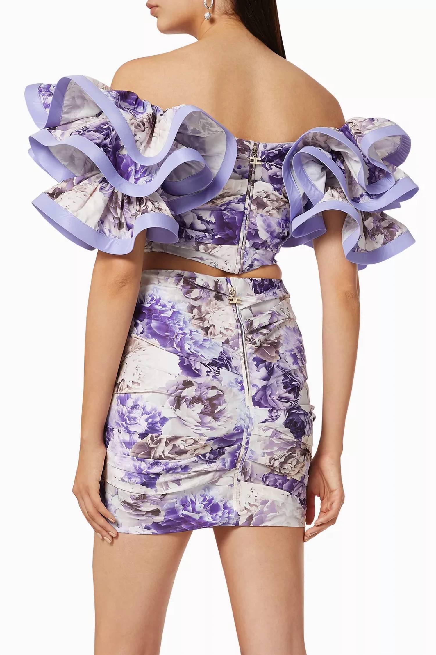 Elisabetta Franchi - Flounces Peony Draped Tailored Mini Skirt