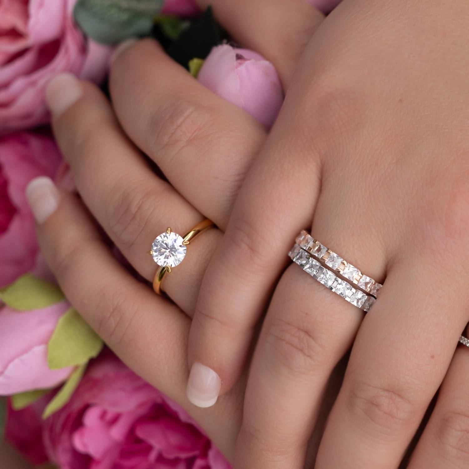 Starlette Women's Stunning And Stackable Amelia Ring in rose gold - women's jewelry - detail view