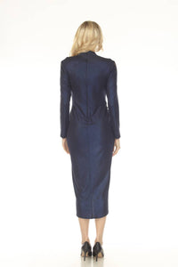Joseph Ribkoff - Foiled Knit Mesh Insert Midi Dress