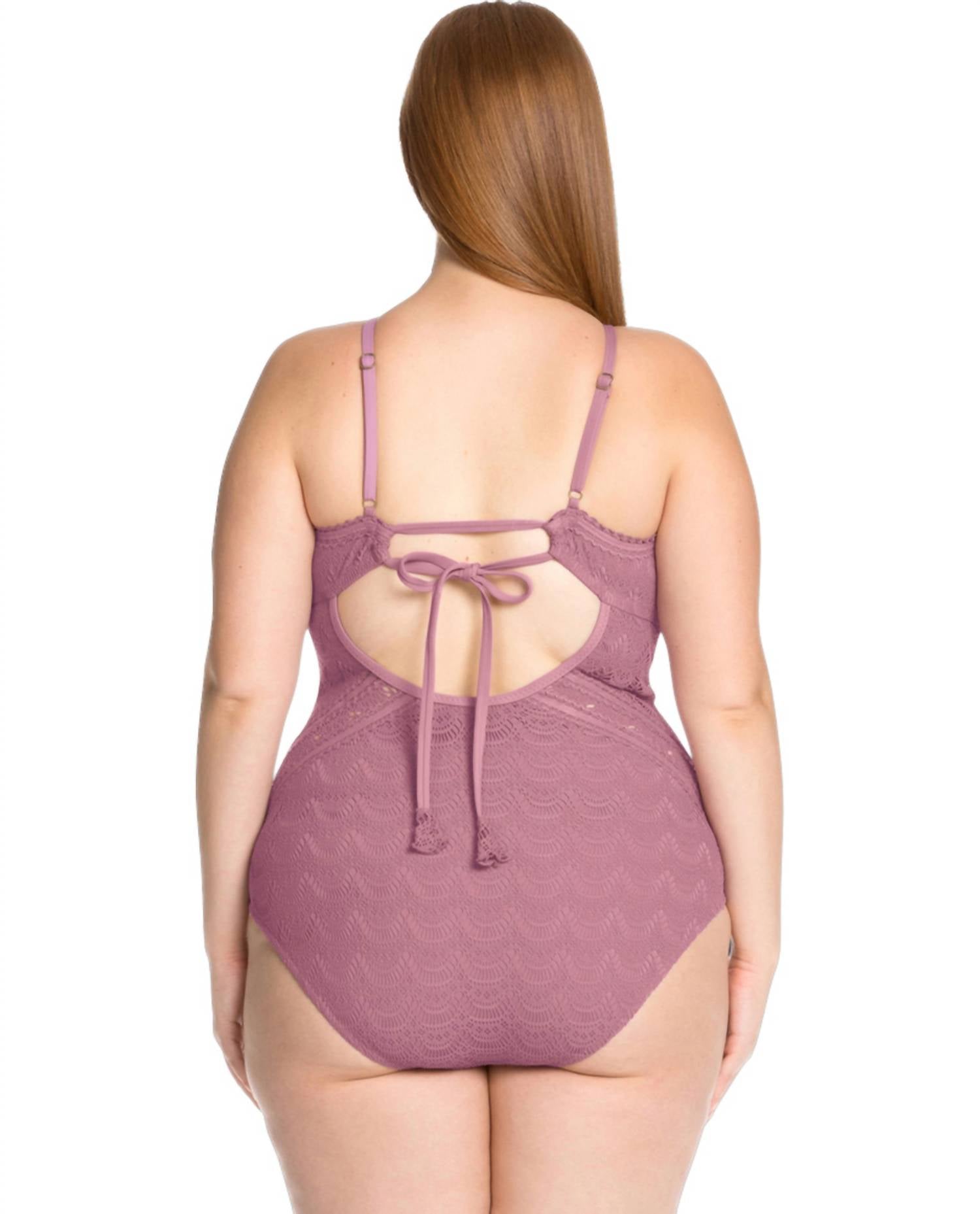 Becca - Color Play Lace High Neck One Piece Swimsuit - Plus
