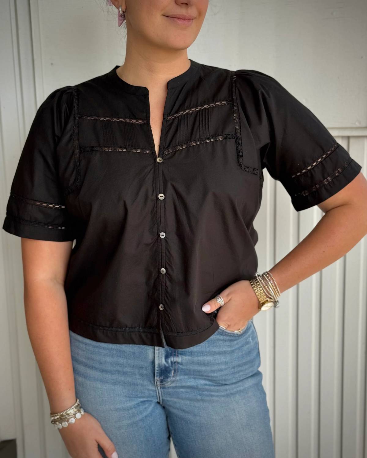 Rails - Alanis Button Front Short Sleeve Top